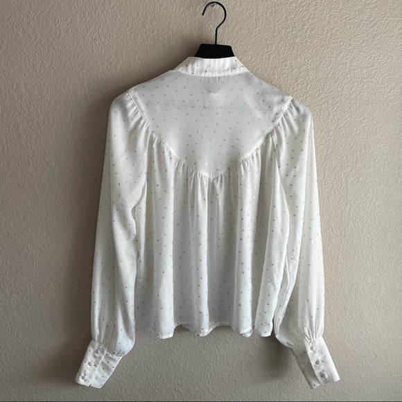FRNCH Sheer White Blouse Size Small - Picture 7 of 8